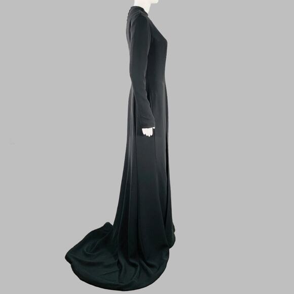 KAMPERETT Size S Arc Black Long Sleeve Keyhole Back Evening Gown - Picture 2 of 5
